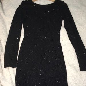 Sparkly Black “Crisscross Scoop Back” Dress